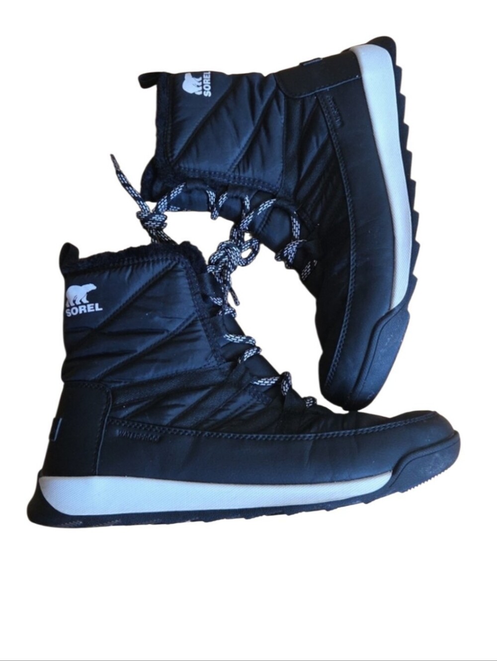 SOREL Whitney II Short Lace Waterproof Winter Boots Black White